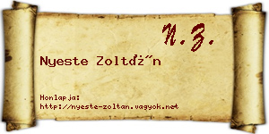 Nyeste Zoltán névjegykártya
